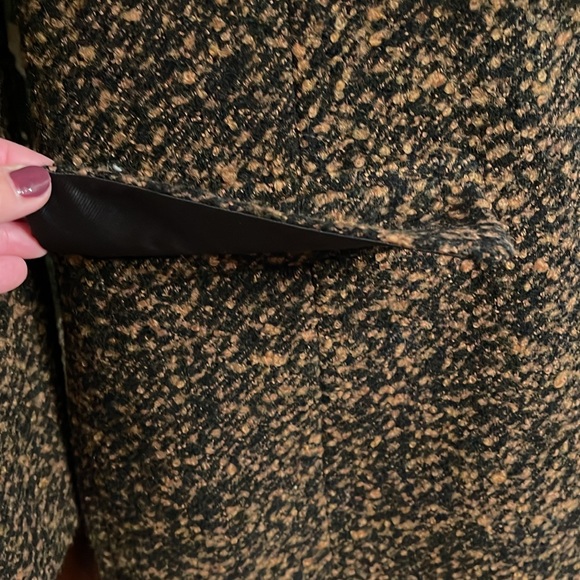 WHBM FAUX FUR COLLAR MARLED COAT - Picture 8 of 11